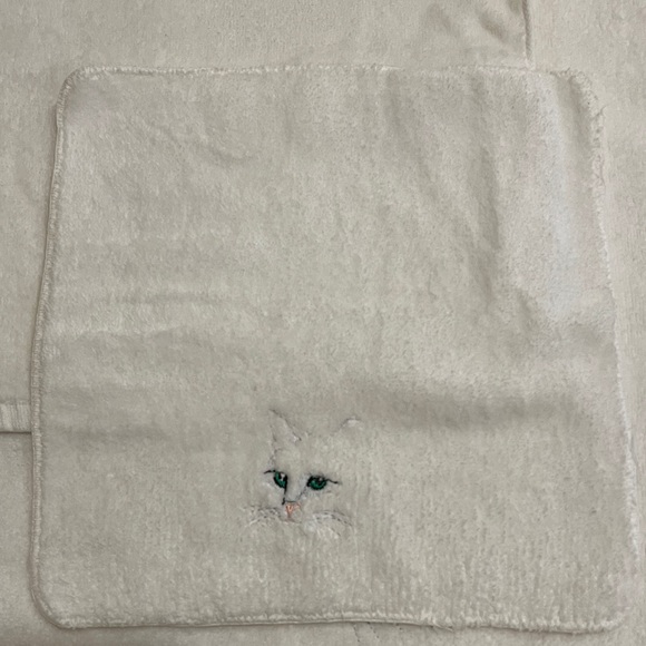 R.A. Briggs VTG White Towel Set of 3 Cat Face Print read description. - Picture 7 of 12